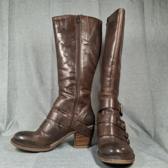 Matisse Renegade Brown Leather Riding Boots Women's 7M Buckles Distressed - Picture 4 of 11